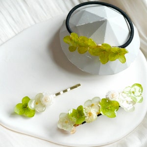 Real Hydrangea Flower Hair Accessory: Resin Hair Tie, Clip, Pin