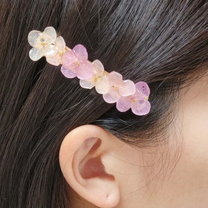 Véritables pinces à cheveux fleur d'hortensia, bijoux pour cheveux d'hortensia séché rose, pinces à cheveux fleurs séchées, pinces à cheveux de source naturelle, minimaliste image 3