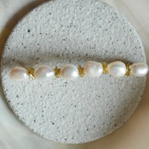 Echte Barock Süßwasserperlen Haarspangen, 18K Gold überzogene natürliche Perlen-Haarspangen, unregelmäßige Perlen-Haarspangen, Geschenk für sie B