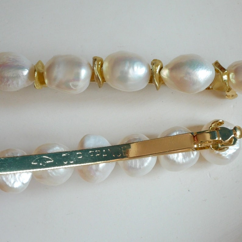 Echte Barock Süßwasserperlen Haarspangen, 18K Gold überzogene natürliche Perlen-Haarspangen, unregelmäßige Perlen-Haarspangen, Geschenk für sie Bild 3