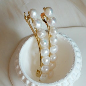 Real Baroque Freshwater Pearls Hair Barrettes, 18K Gold Plated Natural Pearl Hair Barrettes, Irregular Pearl Hair Clips, Gift for her image 2