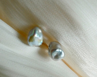Grey Freshwater Keshi Pearl Stud Earrings, Grey Baroque Pearl Earrings, Silver Grey Pearl Earrings, Wedding Jewellery, Useful Gift for Women