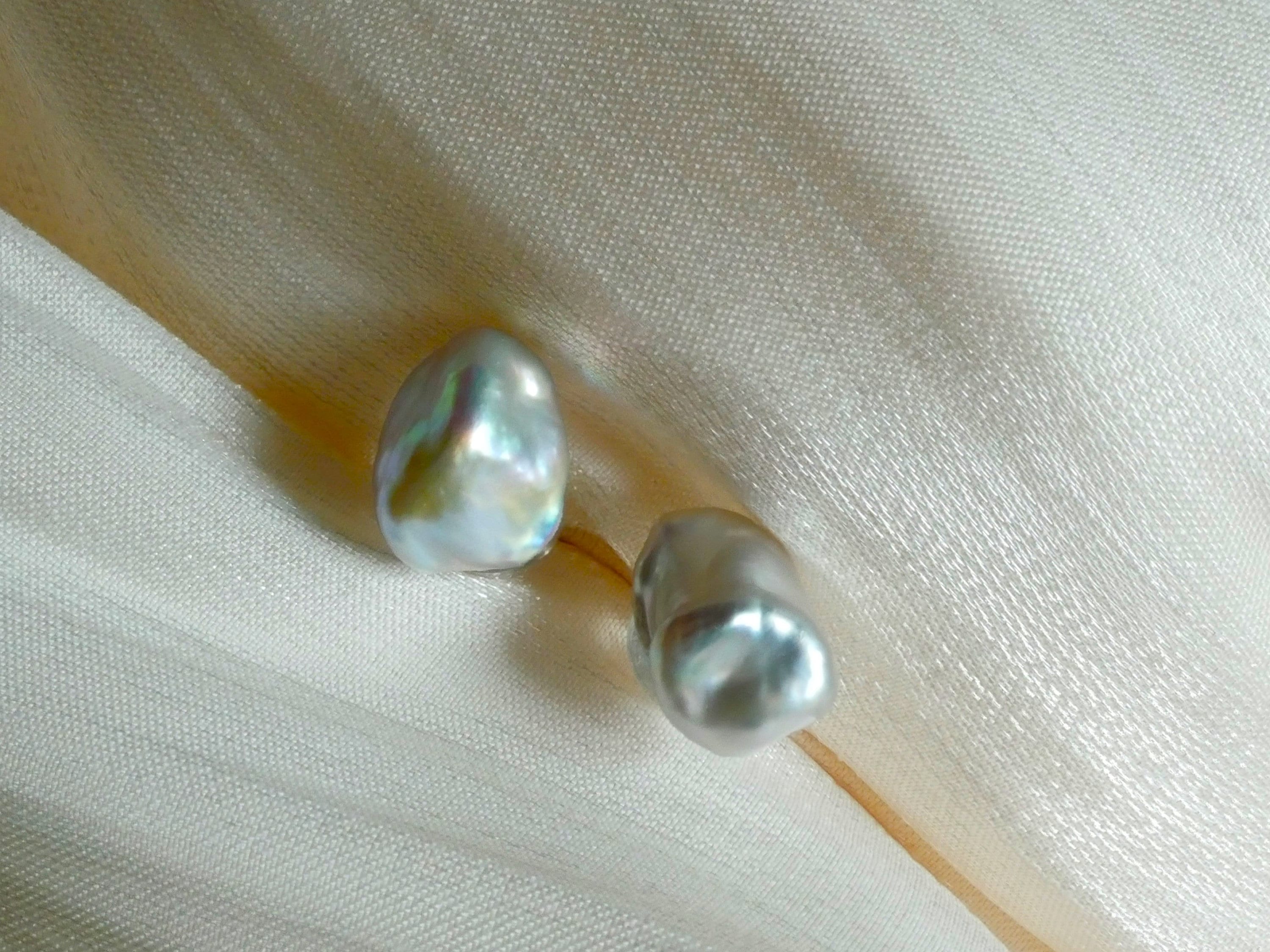 Grey Baroque Pearl Stud Earrings