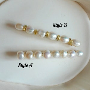 Real Baroque Freshwater Pearls Hair Barrettes, 18K Gold Plated Natural Pearl Hair Barrettes, Irregular Pearl Hair Clips, Gift for her image 7