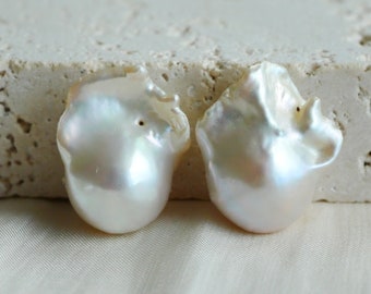 Mini Real Fireball Freshwater Pearl Stud Earrings, 925 Solid Sterling Silver Natural Pearl Earrings, High Luster Real Flameball Pearl