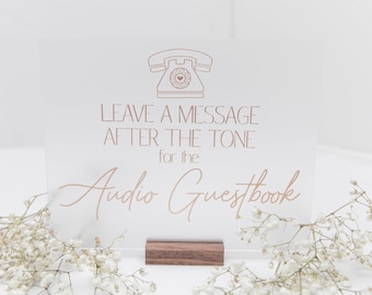 Acrylic Wedding Sign - Audio Guest Book - After the Tone | H1 | Horizontal