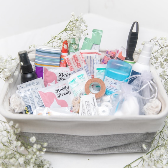 Bridal Bathroom Basket Day of Bridal Survival Kit SOS Bridal Party Basket 