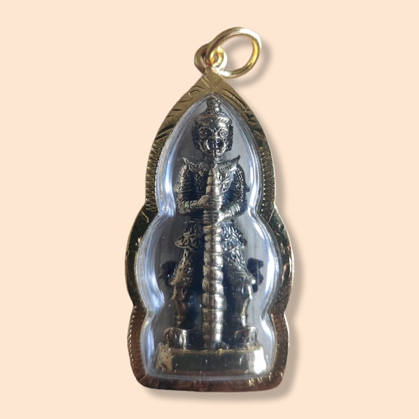 Buddha Talisman Thao Wessuwan King of Giants Casing Pendant | Thai Amulet Dagger Protection from Evil Magic Spirt Lucky Gift | Thai Amulet