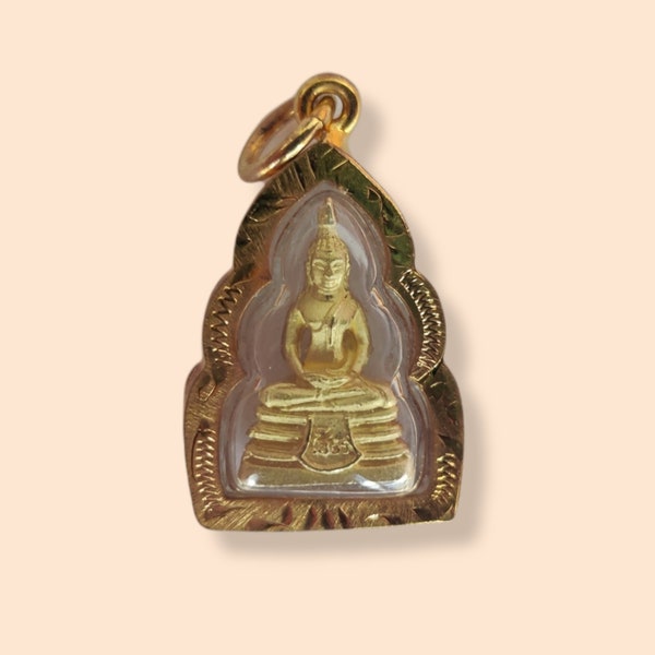 Bouddha Méditation Amulette Lp Sothorn Thai Amulette Pendentif | Pendentif de temple béni de protection magique | Cristaux de protection contre la méditation