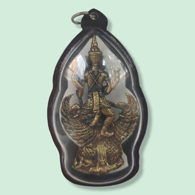 Buddha Talisman Narayana on Garuda Bird Pendant Talisman Thai Amulet Protection Block Black Magic Powerful Vishnu Hindi Divinity Pendant image 2