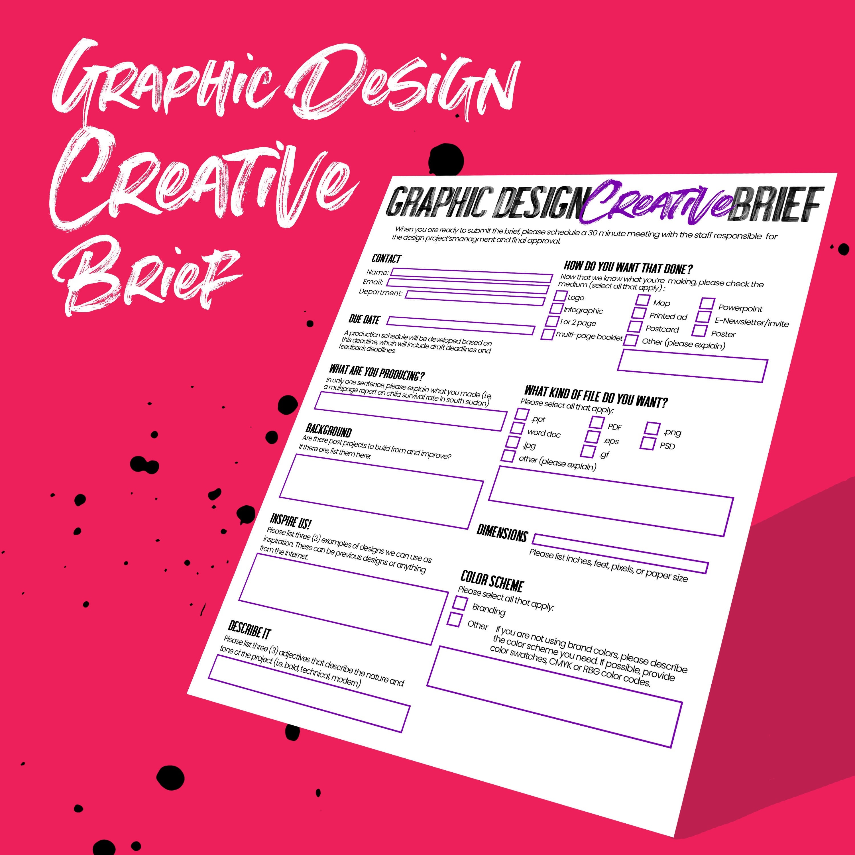 Graphic Design Creative Brief Standard Print and Digital Media Order