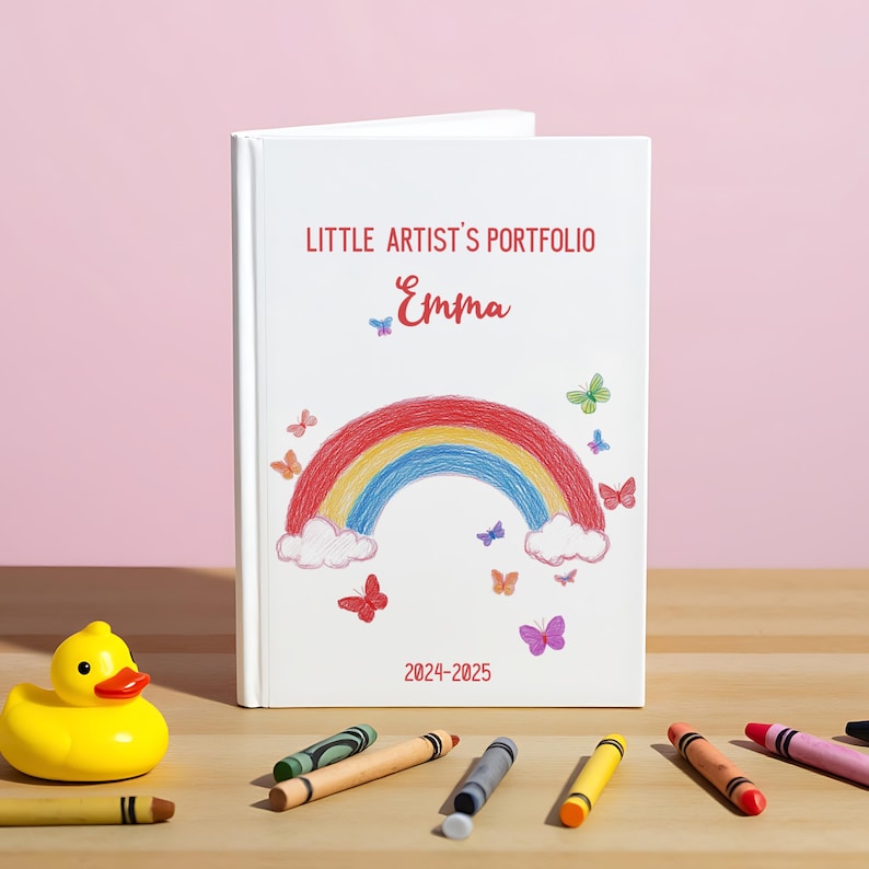 A4 and A5 sizes available in portrait and landscape for custom kids art books. Looking for a meaningful way to preserve your child's creativity? This custom kids artwork book transforms their drawings into a beautiful, high-quality memory book you’ll cherish forever. Whether it’s colorful doodles, their first house, or a sunny garden, every page celebrates their imagination.