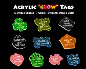 Pet ID Tags Acrylic Custom Engraved Personalized Dog Tags Lightweight Quiet Dog Tag 5 Pet Shapes 7 Identification Tag Colors Tracked Ship!