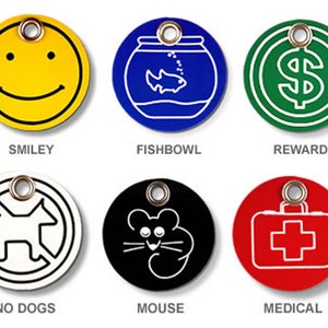 Pet ID Tags Round Plastic Custom LOGO Engraved Personalized Dog Tags 3-Ply Plastic Durable Lightweight Quiet Silent Tags REWARD Mouse Tag