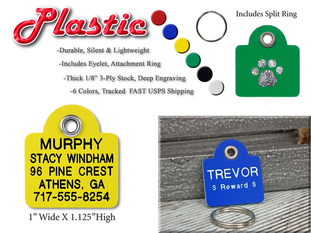 Pvc Dog Tag Pet ID Tags Square Plastic Custom Engraved Personalized Dog Tags 3-ply ...