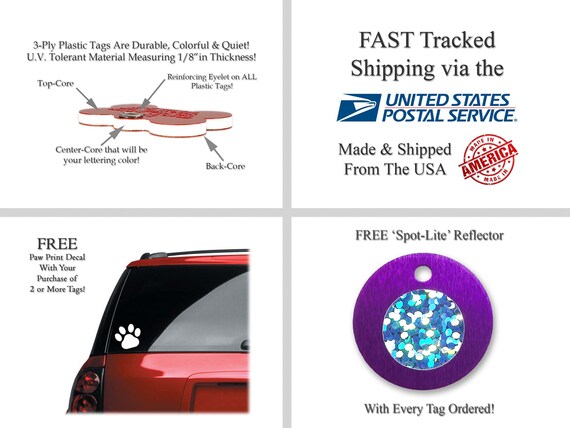 Pet ID Tags Round Plastic Custom LOGO Engraved Personalized Dog