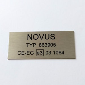 Stainless steel mailbox sign, door sign, bell sign, name plate, trophy sign, with YOUR text, stable, self-adhesive, 8 sizes 80 x 35 mm
