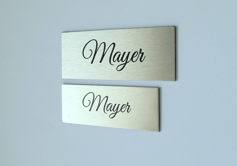 Stainless steel mailbox sign, door sign, bell sign, name plate, trophy sign, with YOUR text, stable, self-adhesive, 8 sizes image 3