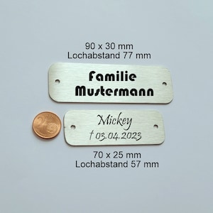 Edelstahl Türschild, Klingelschild, Namensschild, 90 x 30 od. 70 x 25 mm, Briefkasten, Haus, Garten, mit Bohrung Bild 1