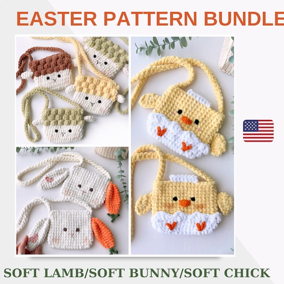 Crochet Bag Pattern Bundle for Easter Soft Lamb Bag Pattern