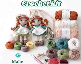 Amigurumi Doll Crochet Kit – Complete Yarn and Pattern Set – Craft Kit for Adults