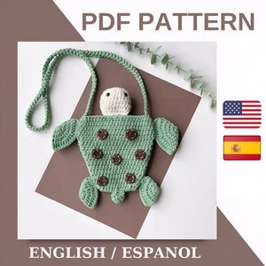 Häkeltasche Muster / Crossbody Schildkröte Tasche Muster / Häkelanleitung für Kinder / Süße Amigurumi Anleitung / Häkelanleitung für Anfänger