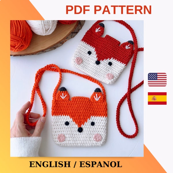 Häkeltasche Muster / Fuchs Taschenmuster / Häkelanleitung für Kinder / Süße Amigurumi Anleitung PDF