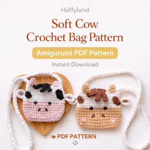 Crochet Cow Bag Pattern PDF, Amigurumi Crossbody Purse Instant Download