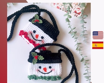 Crochet Snowman Bag Pattern: Amigurumi Christmas Crossbody  (PDF Pattern)