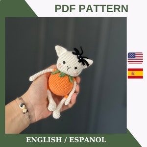 Amigurumi Animal Pattern / Halloween Pumpkin Cat the Petsy Pattern / Crochet Halloween Pattern