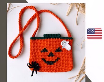 Crochet Bag Pattern / Pumpkin Bag Pattern / Crochet Pattern For Kids / Crochet Halloween Pattern