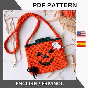 Crochet Halloween Bag Pattern / Crochet Pumpkin Treat Bag Tutorial / Jack-O-Lantern Crochet Bag Pattern