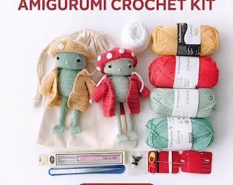 Amigurumi Crochet Kit for Beginners – Billy the Frog DIY Doll Kit – Stuffed Animal Making Set