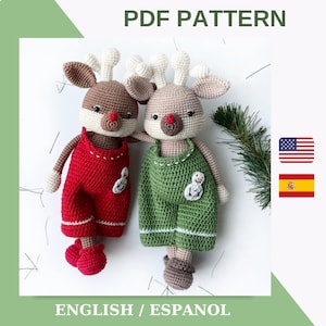 CROCHET PATTERN / Crochet Deer Doll Pattern / DIY Crochet Christmas reindeer Pattern Pdf /  Easy Amigurumi Christmas Deer