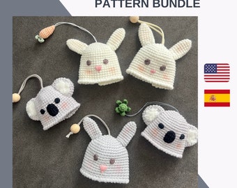 Patrón de llavero de koala y conejo a crochet (PDF descargable)
