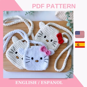 Tasche häkeln / Katze Muster / Häkelanleitung für Kinder / süßes Amigurumi Muster PDF / süßes Katzen Muster PDF Tutorial