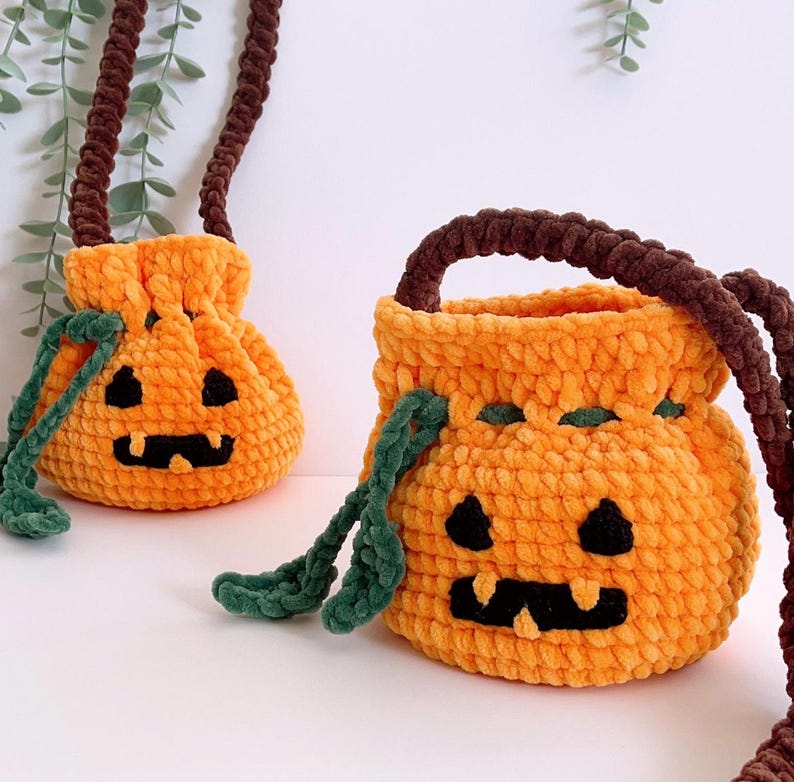 Crochet Halloween Bag PATTERN PDF / Trick or Treat Candy Bag / Crochet ...