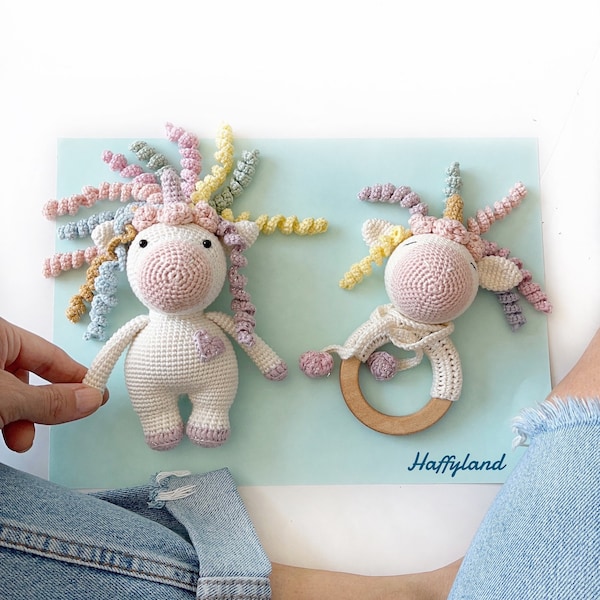 2 in 1 Crochet Pattern : Unicorn Crochet Pattern - Baby Rattle Pattern - Crochet Pattern for Kids