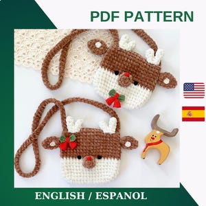 Häkeltasche Muster / Hirsch Häkelanleitung / Weihnachts Rentier Häkelanleitung / Rentier Amigurumi Anleitung PDF