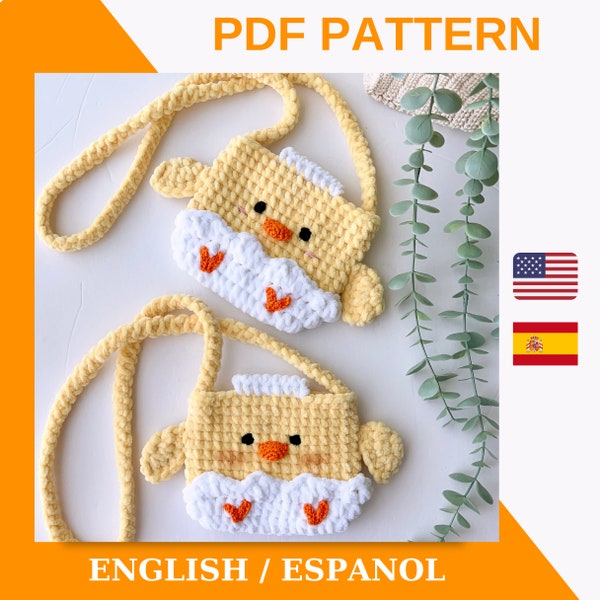 Modèle de sac au crochet / Modèle de sac souple pour poussins / Modèle au crochet pour enfants / Tutoriel PDF de joli modèle de poussins de Pâques / Animaux amigurumi mignons