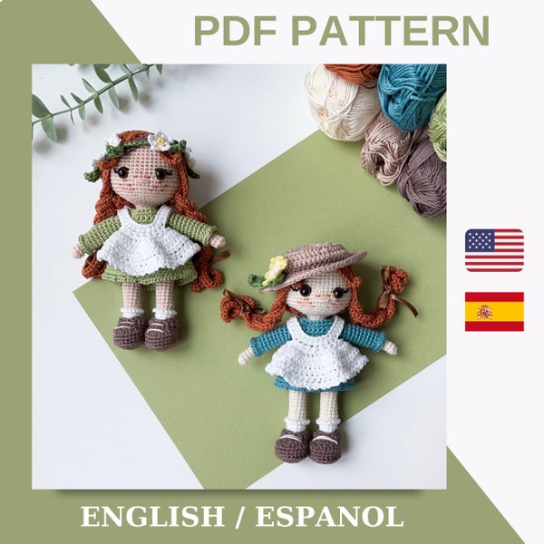 Crochet Doll Pattern / Amigurumi Green Doll Pattern Tutorial / Cute Crochet Doll Pattern PDF