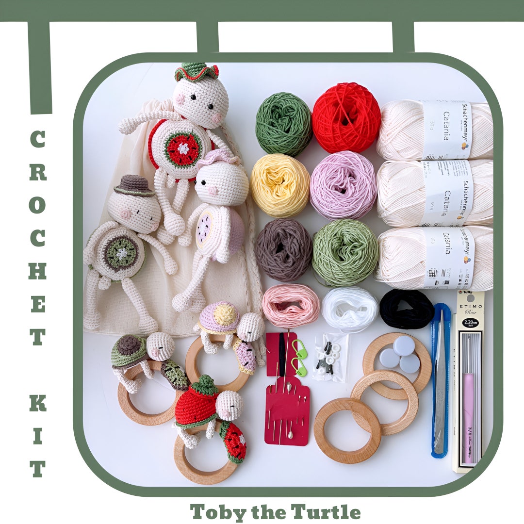 Turtle Rattle Kit CROCHET KIT Turtle Toy and Turtle Rattle With Printed Pattern / How to ...