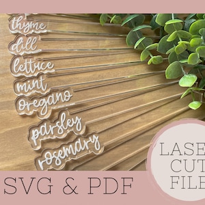 Laser geschnittene Gartenetiketten SVG, Gartenetiketten, Laserschnittdatei, Glowforge bereit, kommerzielle Nutzung digitaler Download, Gartenetikett, Gemüseetiketten SVG