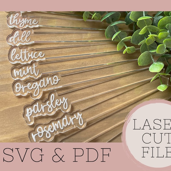 laser cut garden labels SVG, garden tags, Laser cut file, Glowforge ready, Commercial use digital download, garden tag, vegetable tags SVG