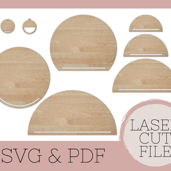 Round macrame SVG bundle, Sign Blanks,  Macrame Laser cut file, Glowforge ready, Commercial use digital download, Boho laser file