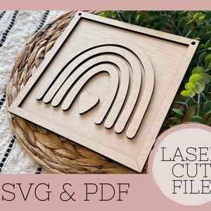Decoração de parede arco-íris SVG, presente de agradecimento ao professor, arquivo cortado a laser, pronto para Glowforge, download digital para uso comercial, arquivo laser Boho