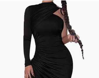One Shoulder Black Dress - ONLY SIZE SMALL!