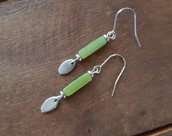 Jade Earrings, Silver Tone Earrings, Boho Earrings, Jade Jewellery, Silver Jewellery, Green Jade, Green Earrings