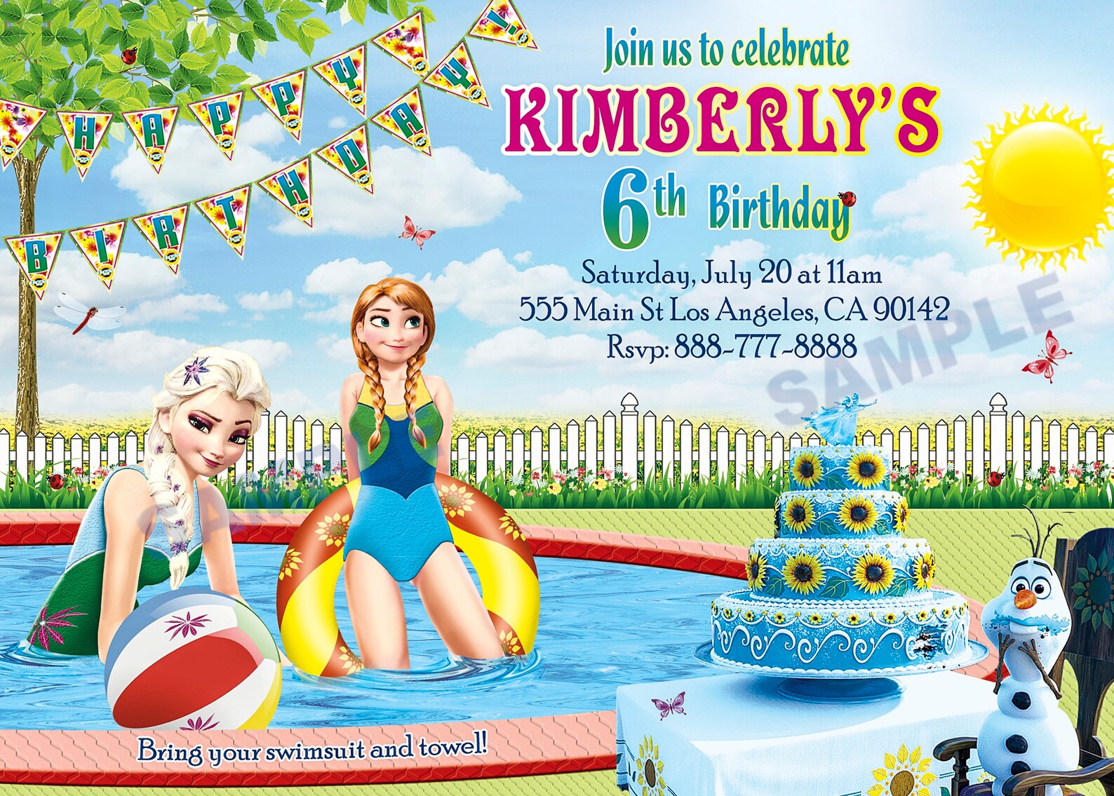 DIGITAL Invitation Frozen Inspired, Frozen Invitation, Pool Party Etsy