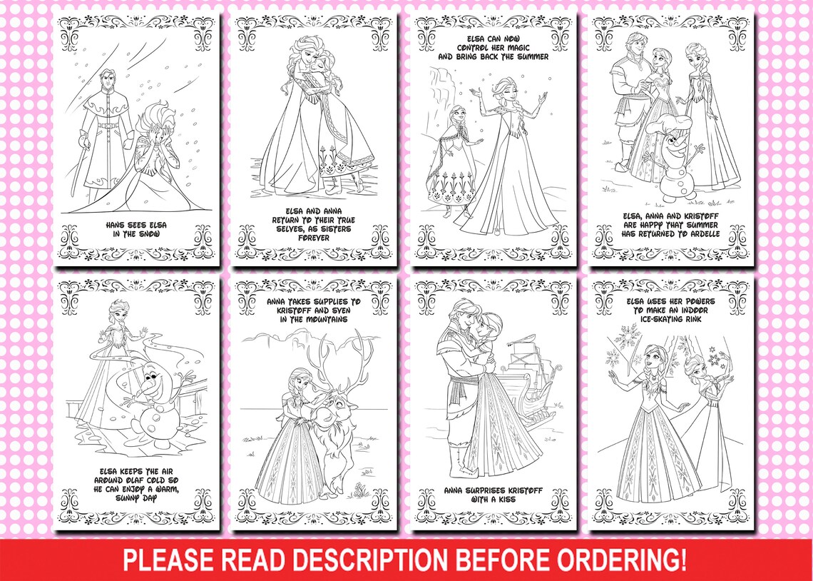 Minibook Frozen, Coloring Pages - Etsy